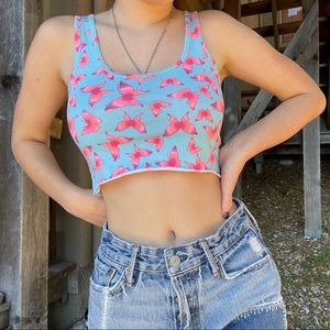 cropped blue and pink butterflies